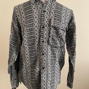 Men's long-sleeved shirt print button-down casual retro shirt